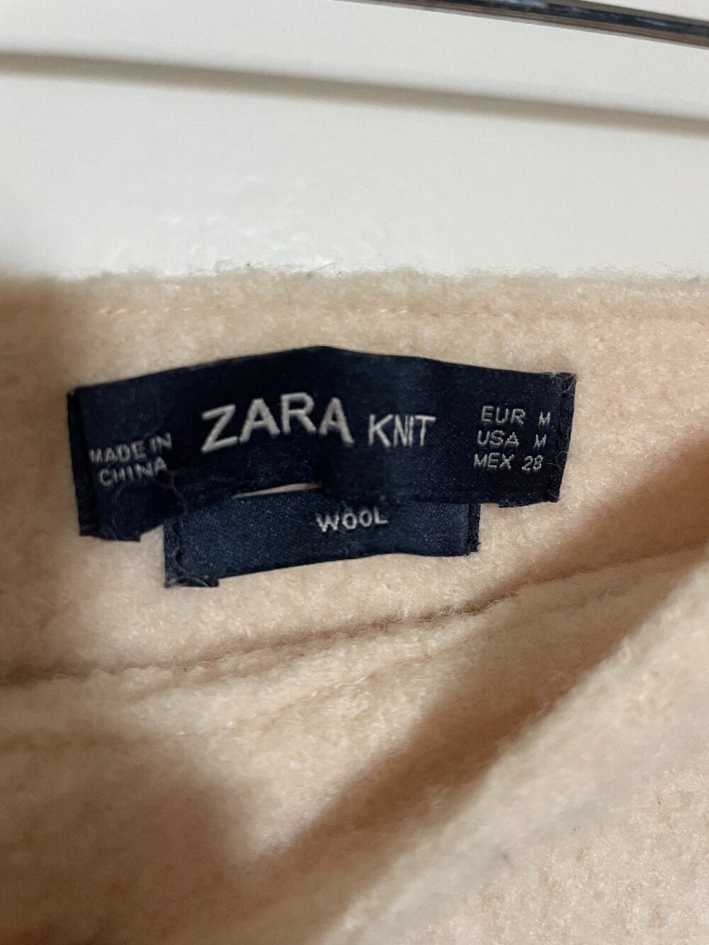 Zara Knit Beige Ecru Nude Wool Mini Skirt M